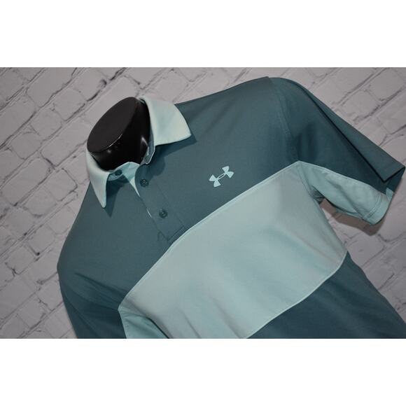 Under Armour Golf Playoff Polo Shirt Mens Size Large Loose HeatGear Blue - Picture 1 of 6